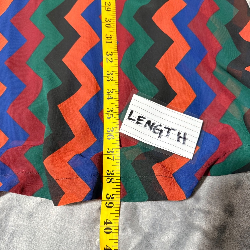 ModCloth Chevron Shirt Dress XL Multicolor Zig Zag Retro Long Sleeve Belted NEW - Picture 9 of 14